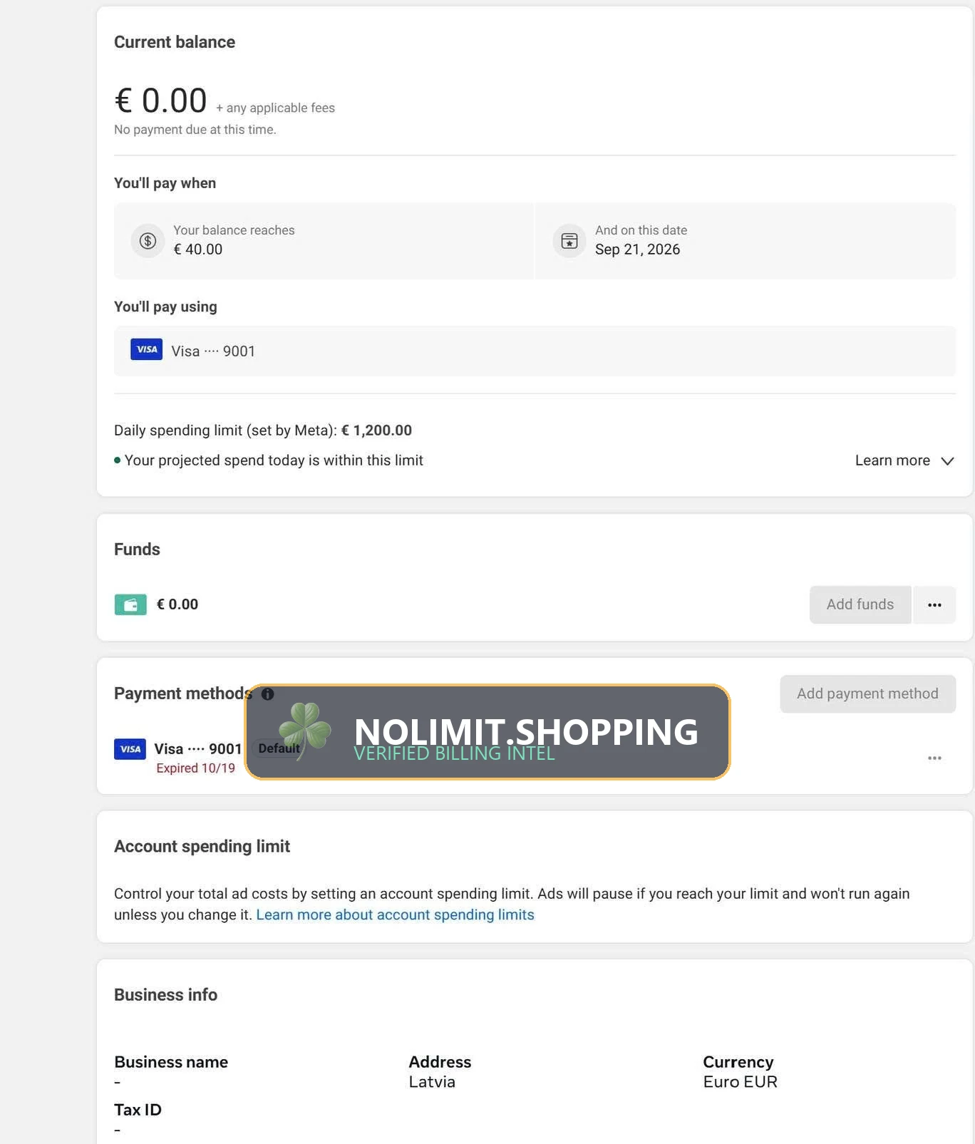 Uncapped daily spending limit progression reaching €1,200.00 ceiling without payment friction
